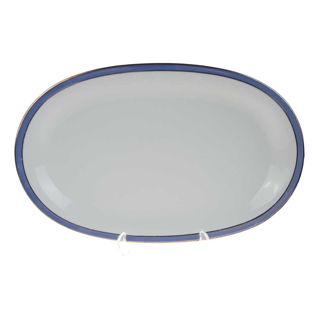 [458168268] Servierplatte Goldrand 32,8x20,6 cm Schaller Blauband weiß Bavaria gebraucht - gut
