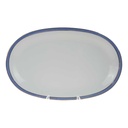 Servierplatte Goldrand 36,5x23 cm Schaller Blauband weiß Bavaria gebraucht - akzeptabel