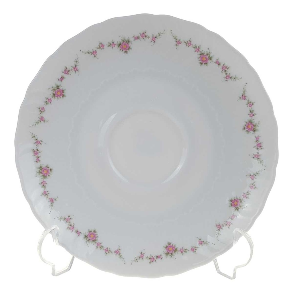 Untertasse 15 cm Royal Tettau rosa Blumen Form 2829 weiß
