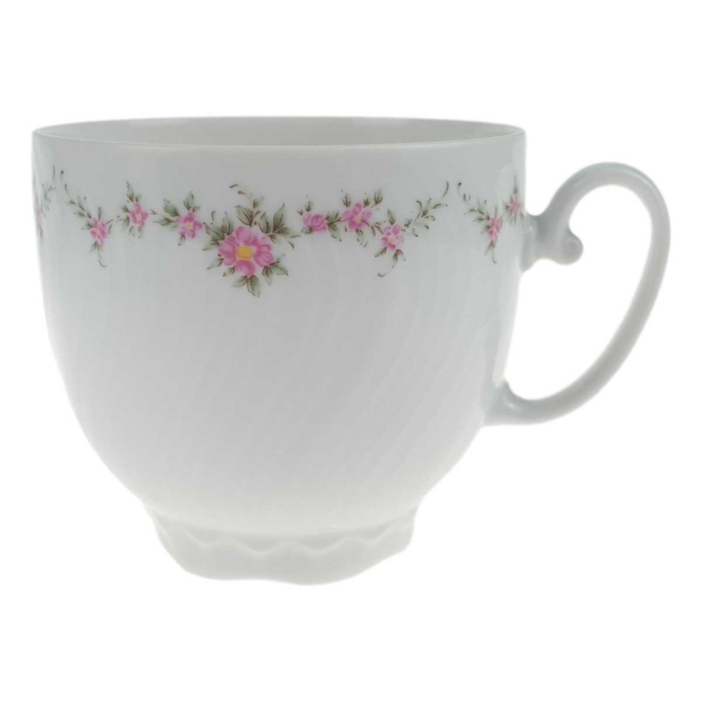Kaffeetasse 0,2 L Royal Tettau rosa Blumen Form 2829 weiß