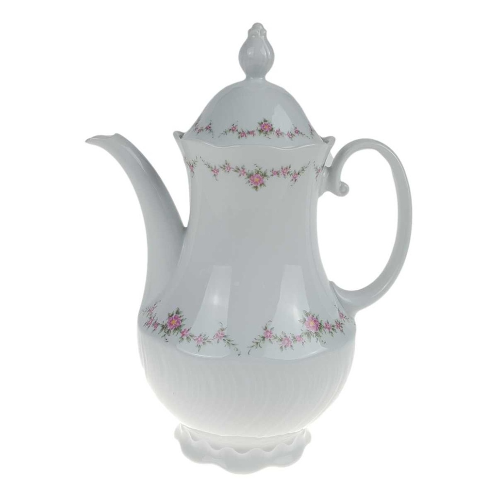 [458168287] Kaffeekanne 1,2 L Royal Tettau rosa Blumen Form 2829 weiß