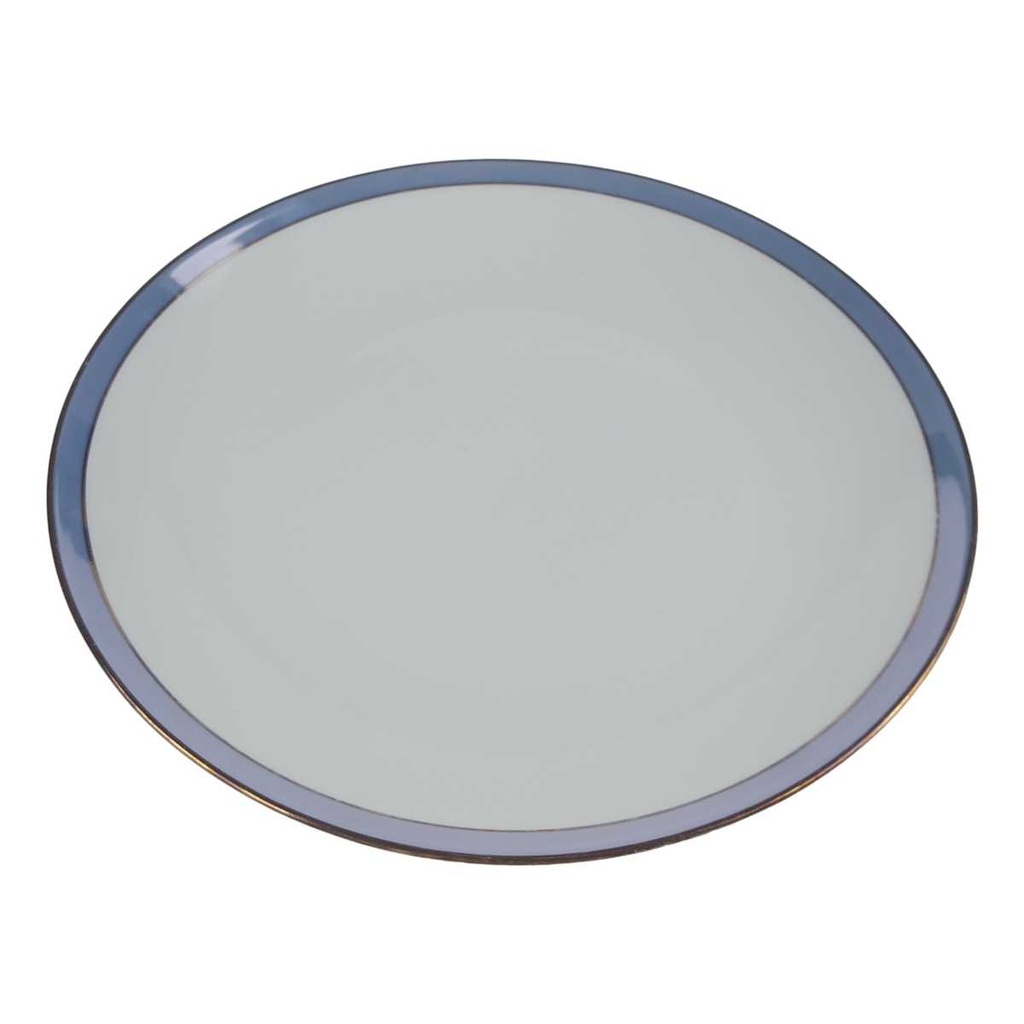 [458168295] Speiseteller Essteller Goldrand 24,2 cm Schaller Blauband weiß Bavaria gebraucht - gut