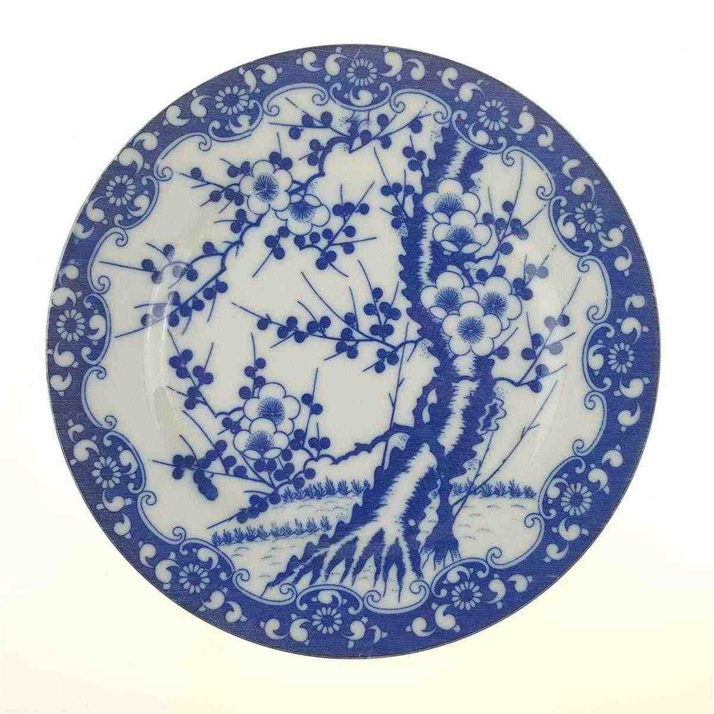 [458168299] Kuchenteller Dessertteller 18,5 cm Japan China Kirschblüte Blau gebraucht - gut