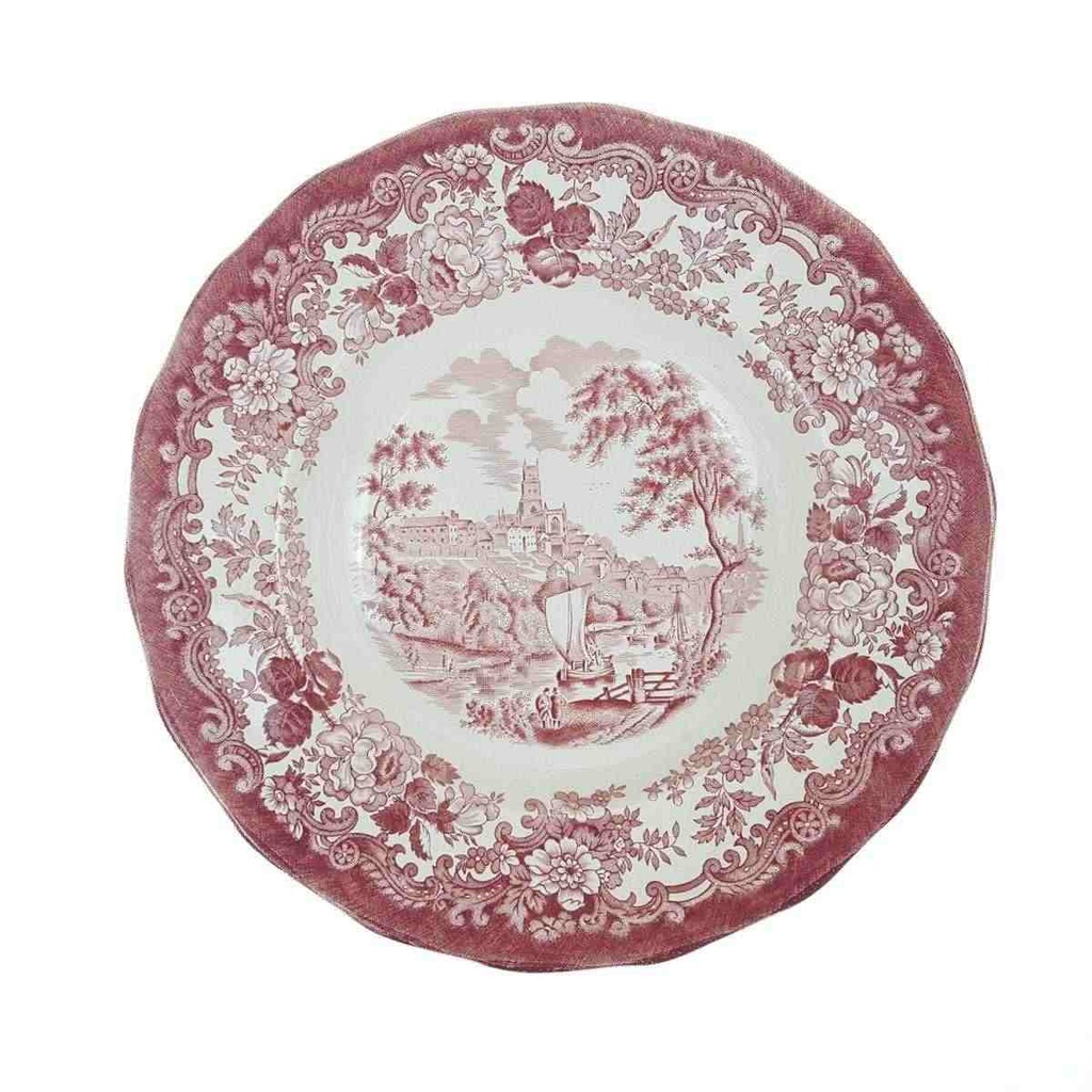 Suppenteller 23,3 cm Palissy Avon Scenes Rot gebraucht - gut