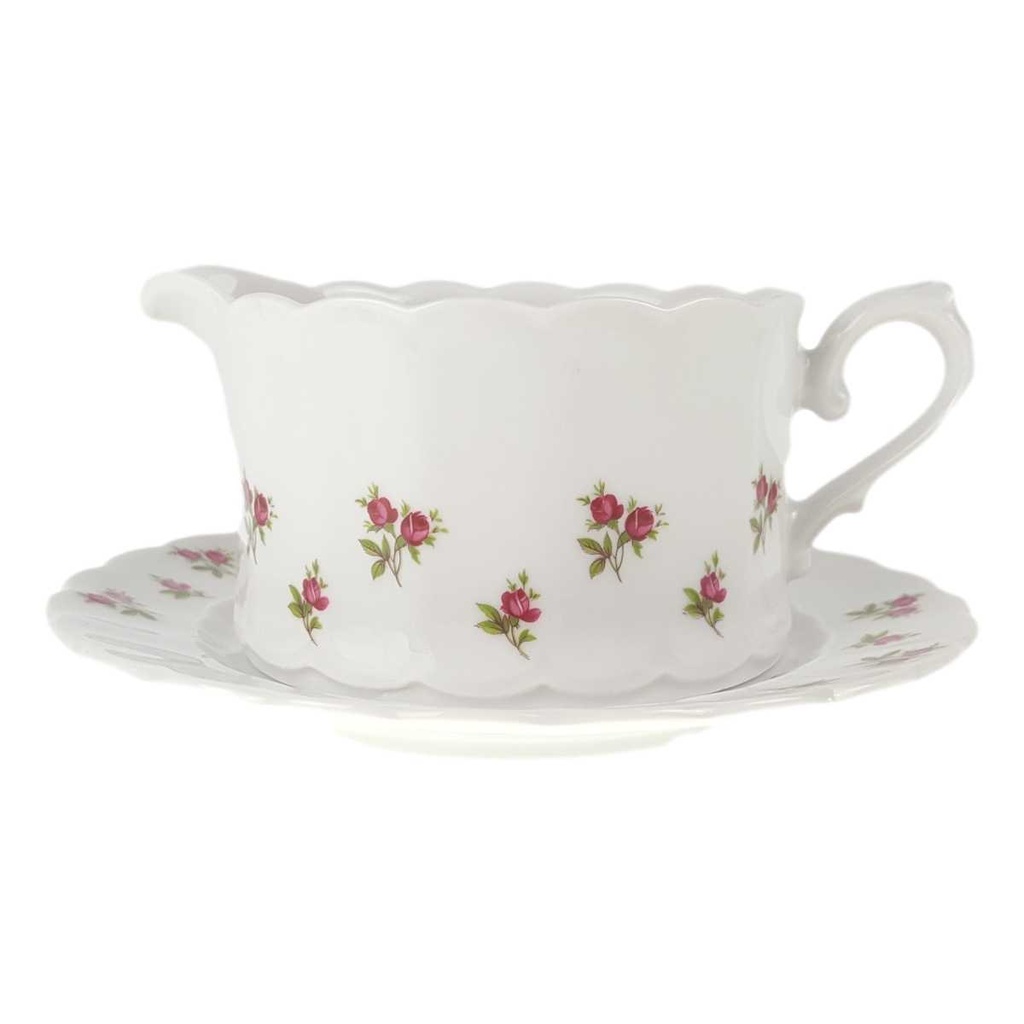 Sauciere mit Teller 2tlg 0,4 L Eschenbach Moosrose Blumen gebraucht - gut