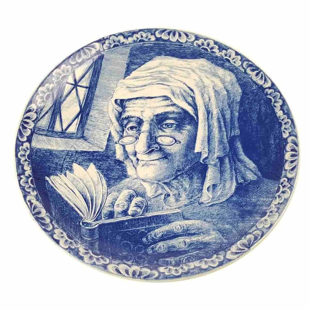 [458168367] Wandteller Boch Belgium Oma liest ein Buch gebraucht - gut