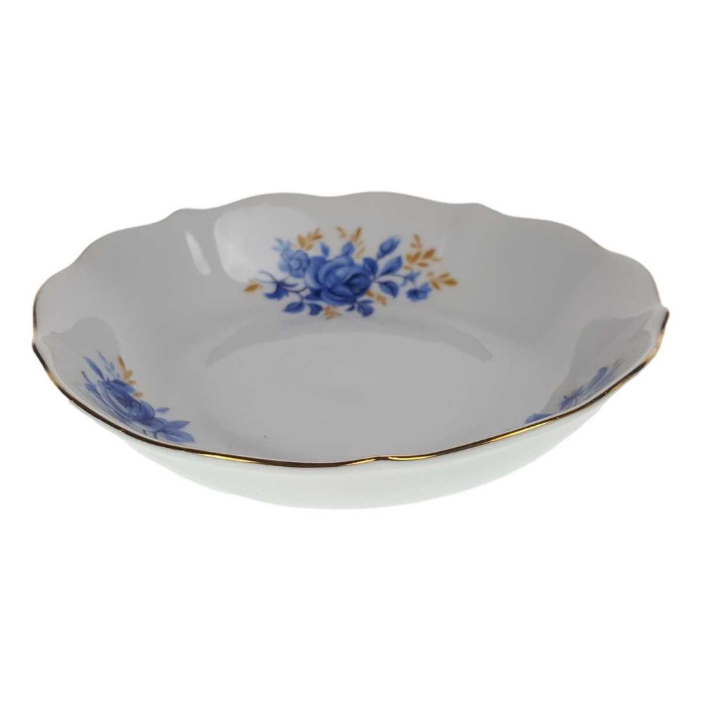 [458168373] Schale Schälchen Goldrand 13,9 cm Schaller blaue Blume weiß Blumen Bavaria gebraucht - gut