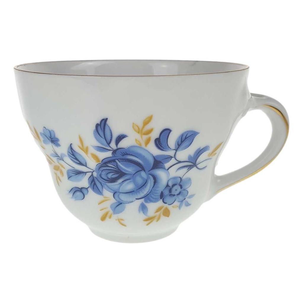 [458168374] Kaffeetasse Goldrand 0,2 L Schaller blaue Blume weiß Blumen Bavaria gebraucht - gut