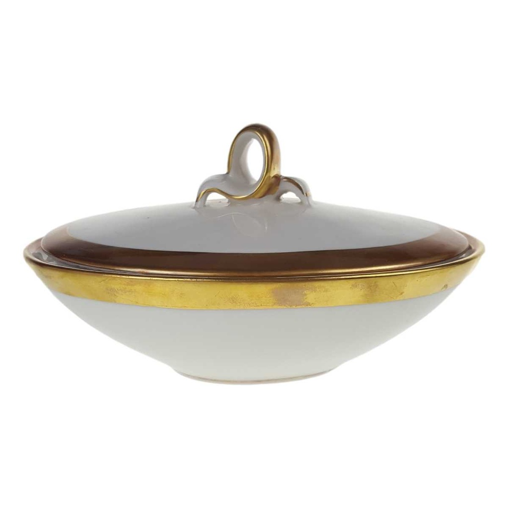 [458168439] Deckeldose Goldrand Royal KM Bavaria elfenbein