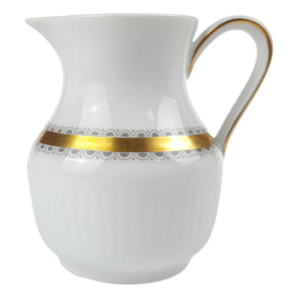 [458168441] Milchkännchen 0,2 L Seltmann Weiden Vohenstrauß Goldring graue Halbkreise gebraucht - sehr gut