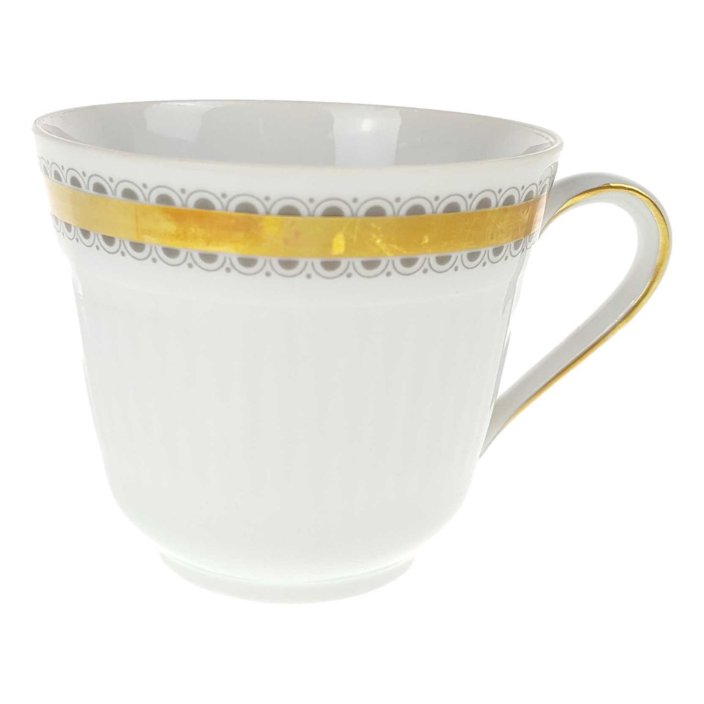 [458168442] Kaffeetasse 0,2 L Seltmann Weiden Vohenstrauß Goldring graue Halbkreise gebraucht - gut