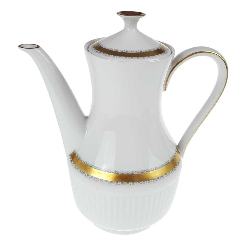 [458168447] Kaffeekanne 1,3 L Seltmann Weiden Vohenstrauß Goldring graue Halbkreise gebraucht - gut