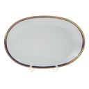 Servierplatte Goldrand 31,5x21,2 cm Bareuther Waldsassen geriffelt Blauband Weiß gebraucht - gut