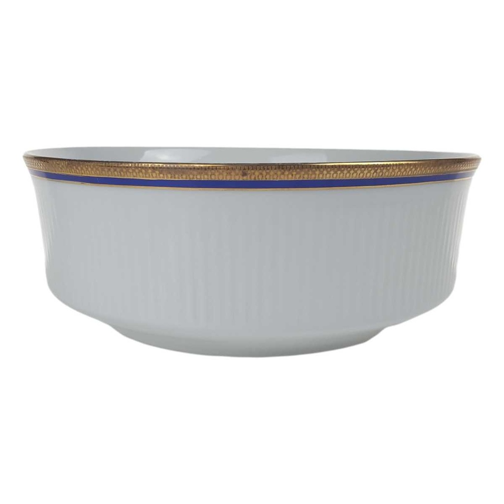 Schüssel Goldrand 20 cm Bareuther Waldsassen geriffelt Blauband Weiß gebraucht - gut