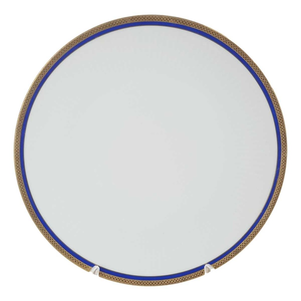 Speiseteller Goldrand 24,2 cm Bareuther Waldsassen geriffelt Blauband Weiß gebraucht - gut
