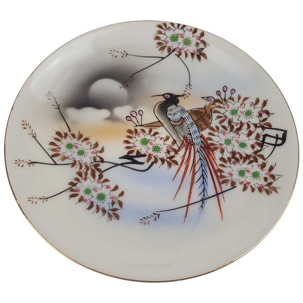 [458168466] Untertasse 13,2 cm Japan China Asiatisches Porzellan Vogelmotiv Fasane gebraucht - gut