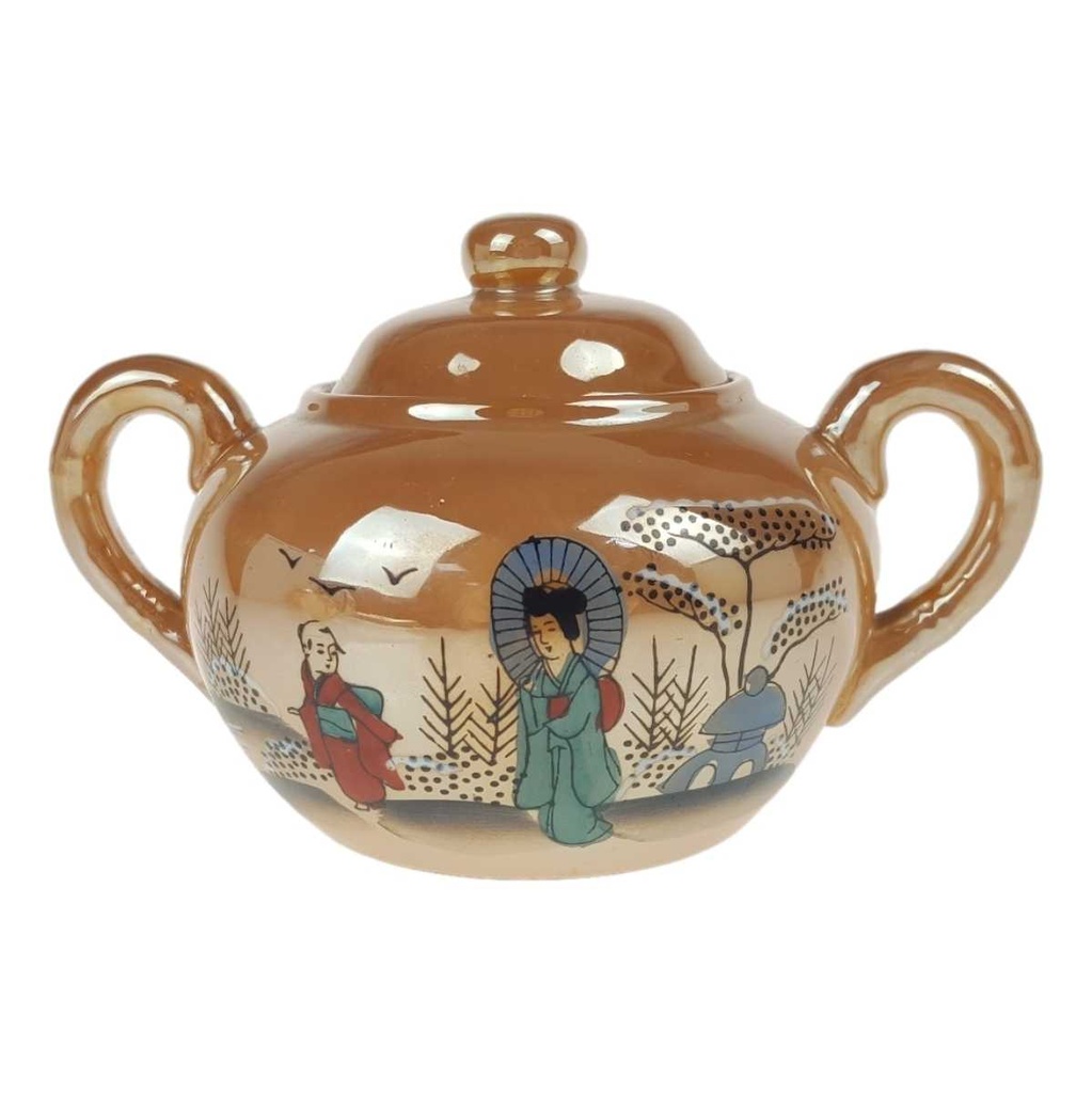 [458168483] Zuckerdose Japan China Asiatisches Porzellan Geisha Perlmutt gebraucht - gut