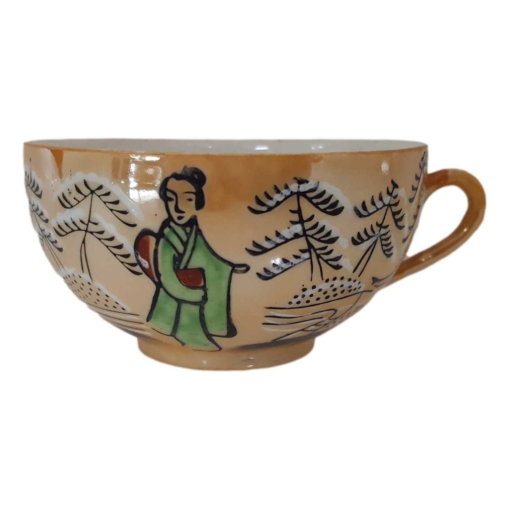 [458168487] Teetasse Geisha im Tassenboden 0,15 L Japan China Grün Perlmutt gebraucht - akzeptabel