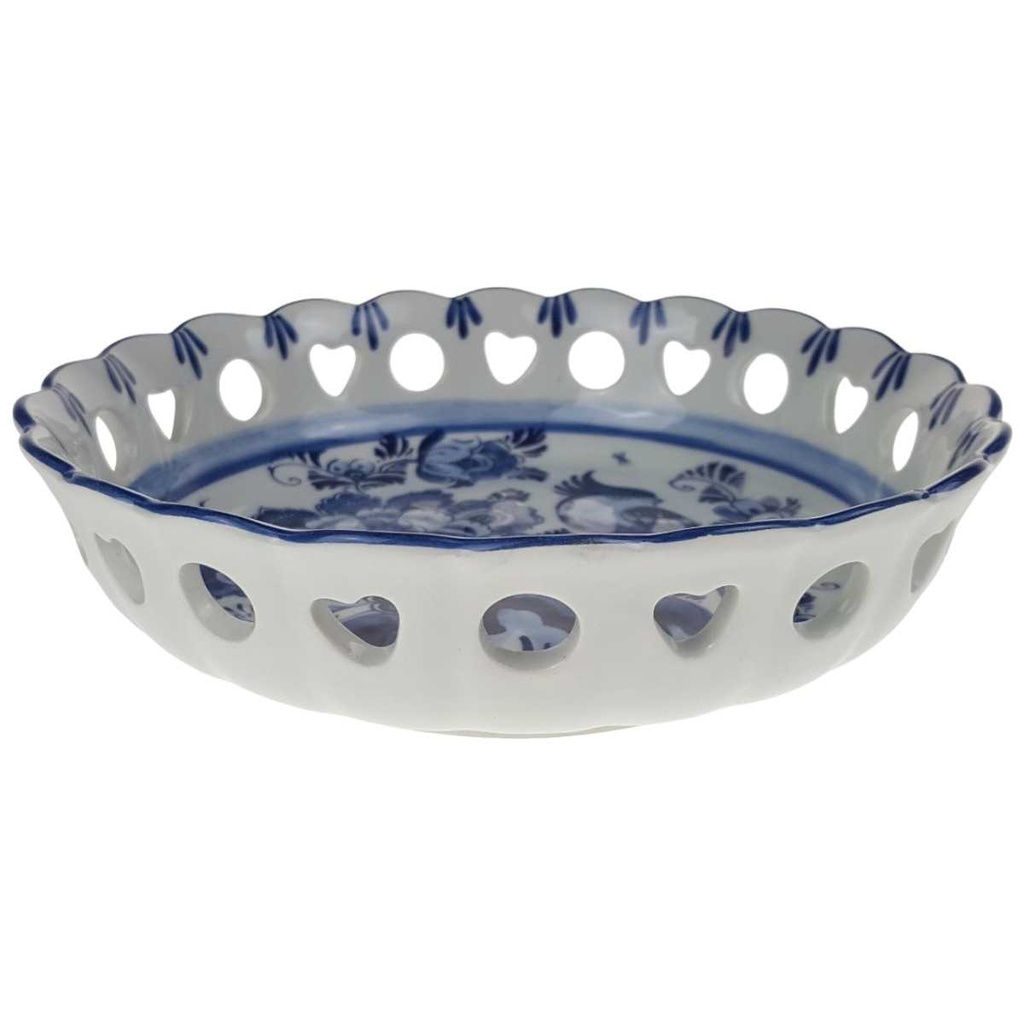 [458168500] Schale Durchbruchschale 18,5 cm Vogelmotiv Rund Delfts Blauw