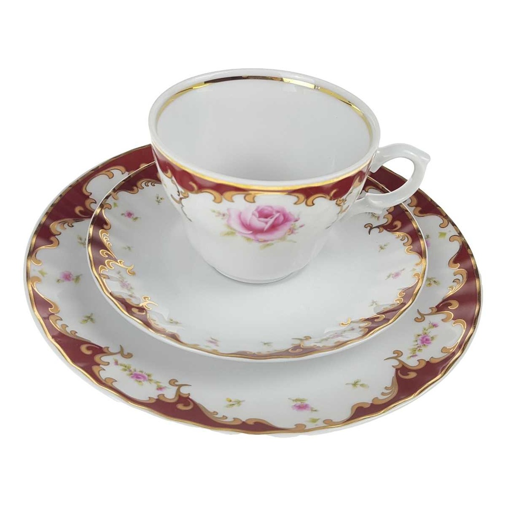 [458168504] Gedeck Sammelgedeck Golddekor 3tlg Retsch Wunsiedel rosa Dekor gebraucht - gut