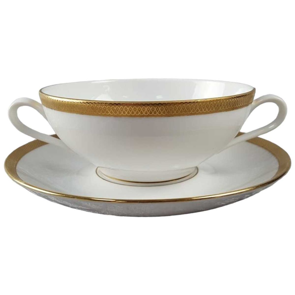 [45816851] Suppentasse mit Untertasse Goldrand 2tlg Eschenbach 7 mm gebraucht - sehr gut