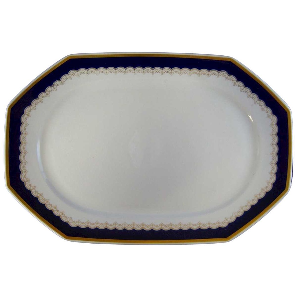 Fleischplatte Goldrand 32,3x21,3 cm Winterling Marktleuthen Kobaltrand mit Goldraute eckig gebraucht - sehr gut