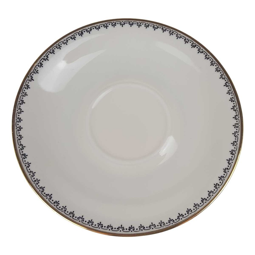 Untertasse 14,6 cm Oscar Schaller & Co. Bavaria Elfenbein Goldrand
