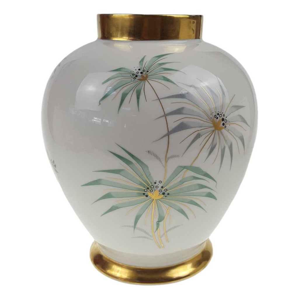 [458168664] Vase Seltmann Vohenstrauß Goldrand Blumendekor