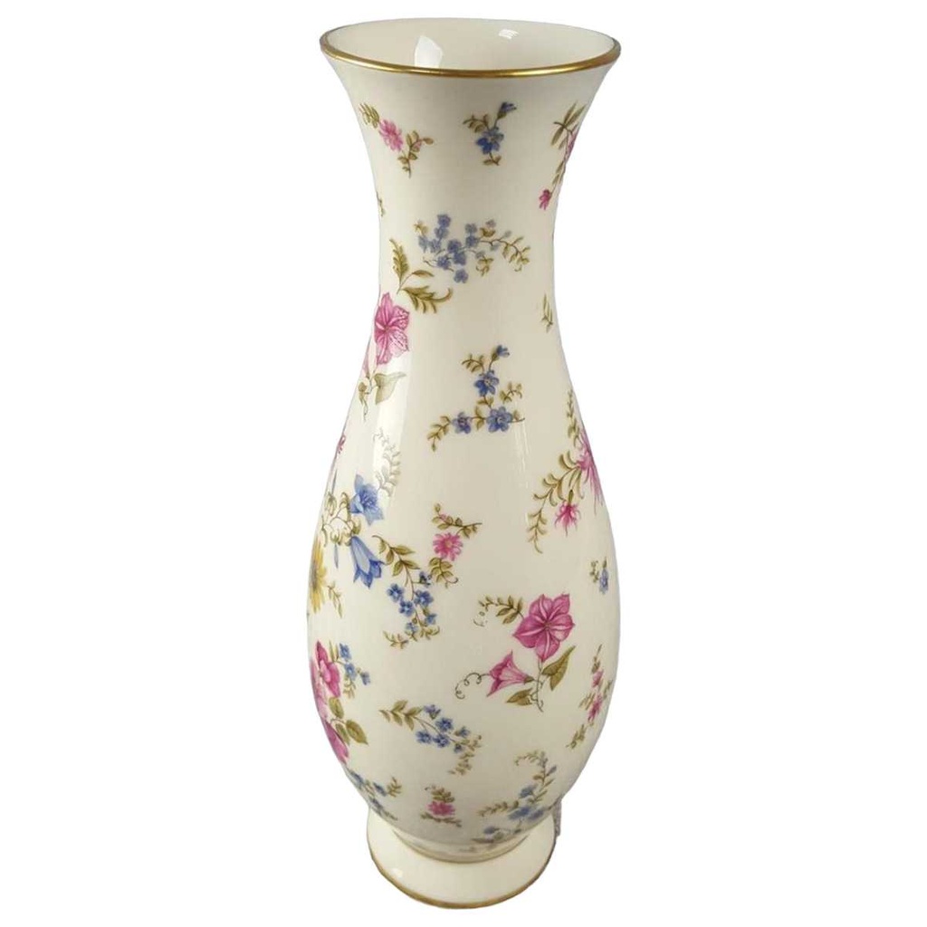 [45816870] Vase Blumenvase Goldrand 24 cm Rosenthal Florida bunte Blumen Elfenbein Beige gebraucht - sehr gut