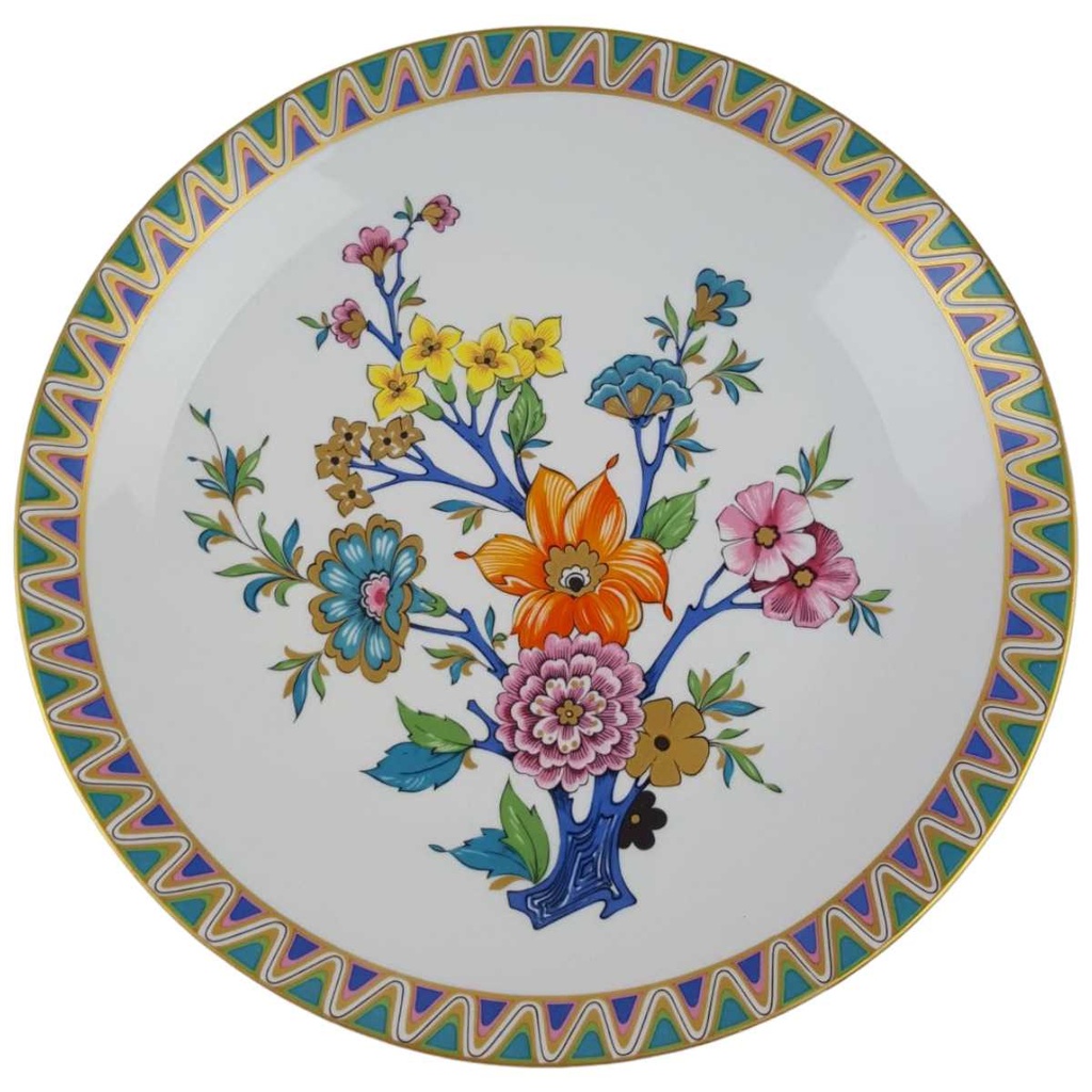 [458168730] Servierteller 30,5 cm Blumen Schirnding Bavaria Bunte Golddekor