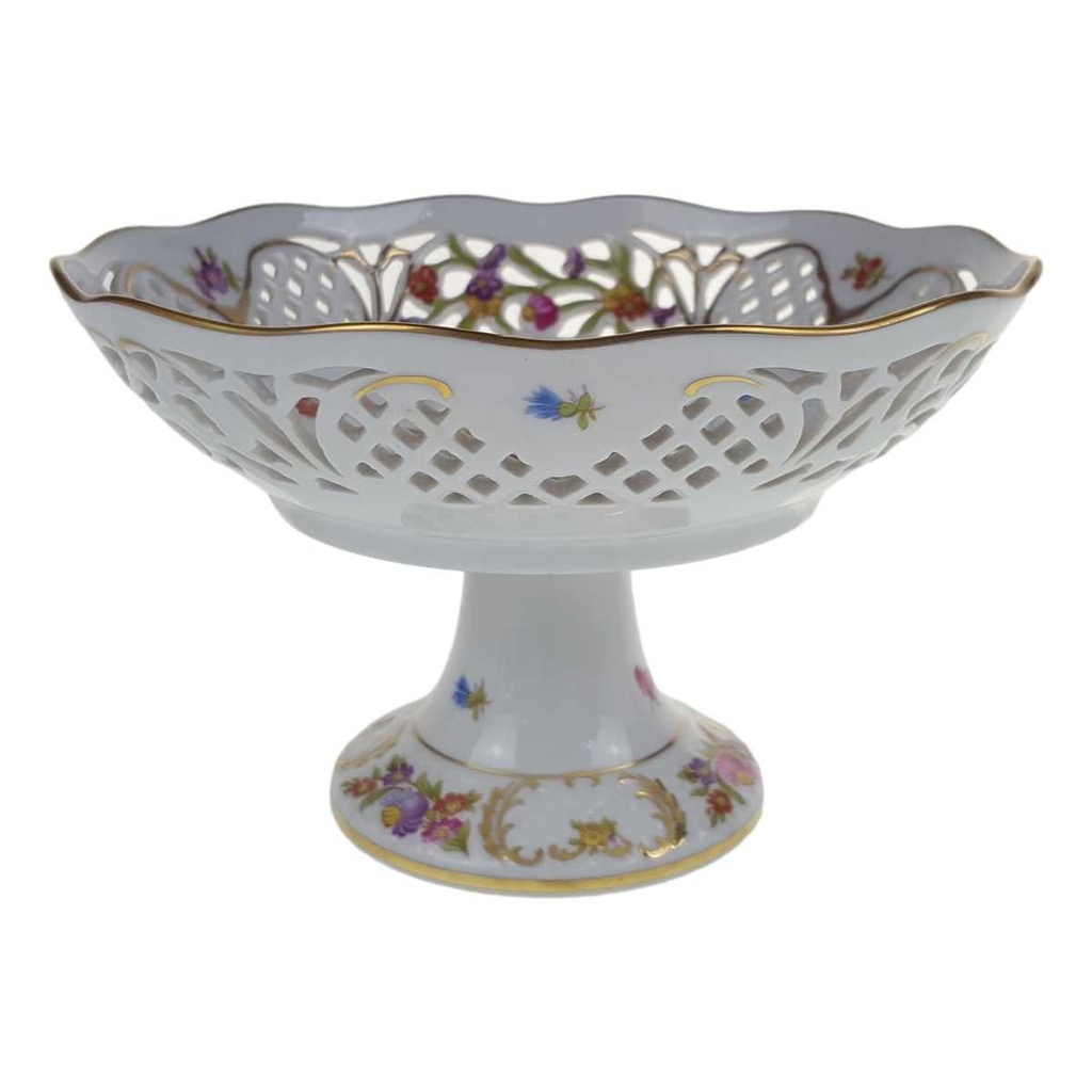 [458168769] Schale auf Fuß Schumann/Arzberg Blumendekor Goldrand