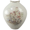 Vase Blumenvase Goldrand 16 cm Schaller Elfenbein gebraucht - sehr gut