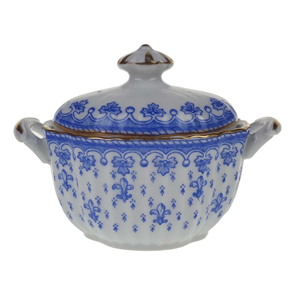 [458168914] Zuckerdose Goldrand Schaller Blaue Lilie Blumendekor Blumen gebraucht - gut