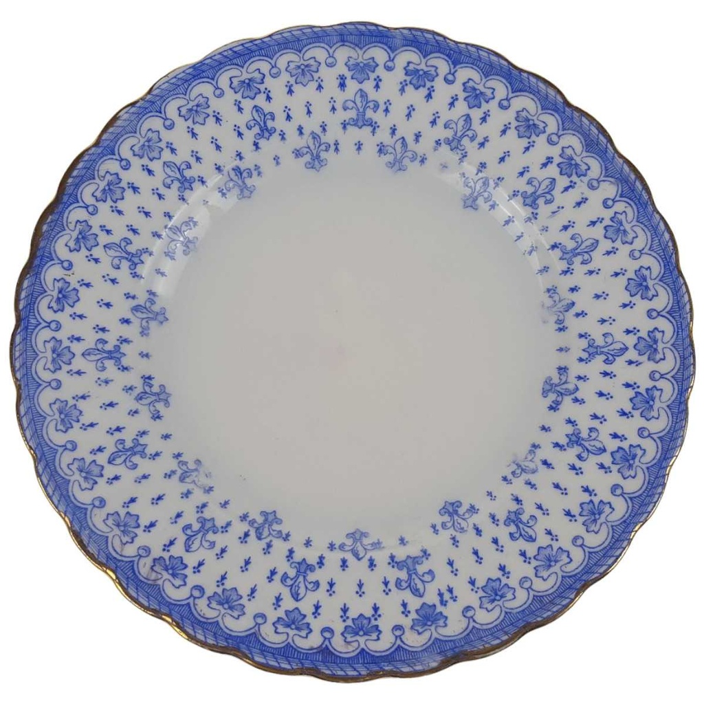 [458168916] Kuchenteller Dessertteller Goldrand Stempeln sind unterschiedlich 19,3 cm Schaller Blaue Lilie Blumendekor Blumen gebraucht - akzeptabel