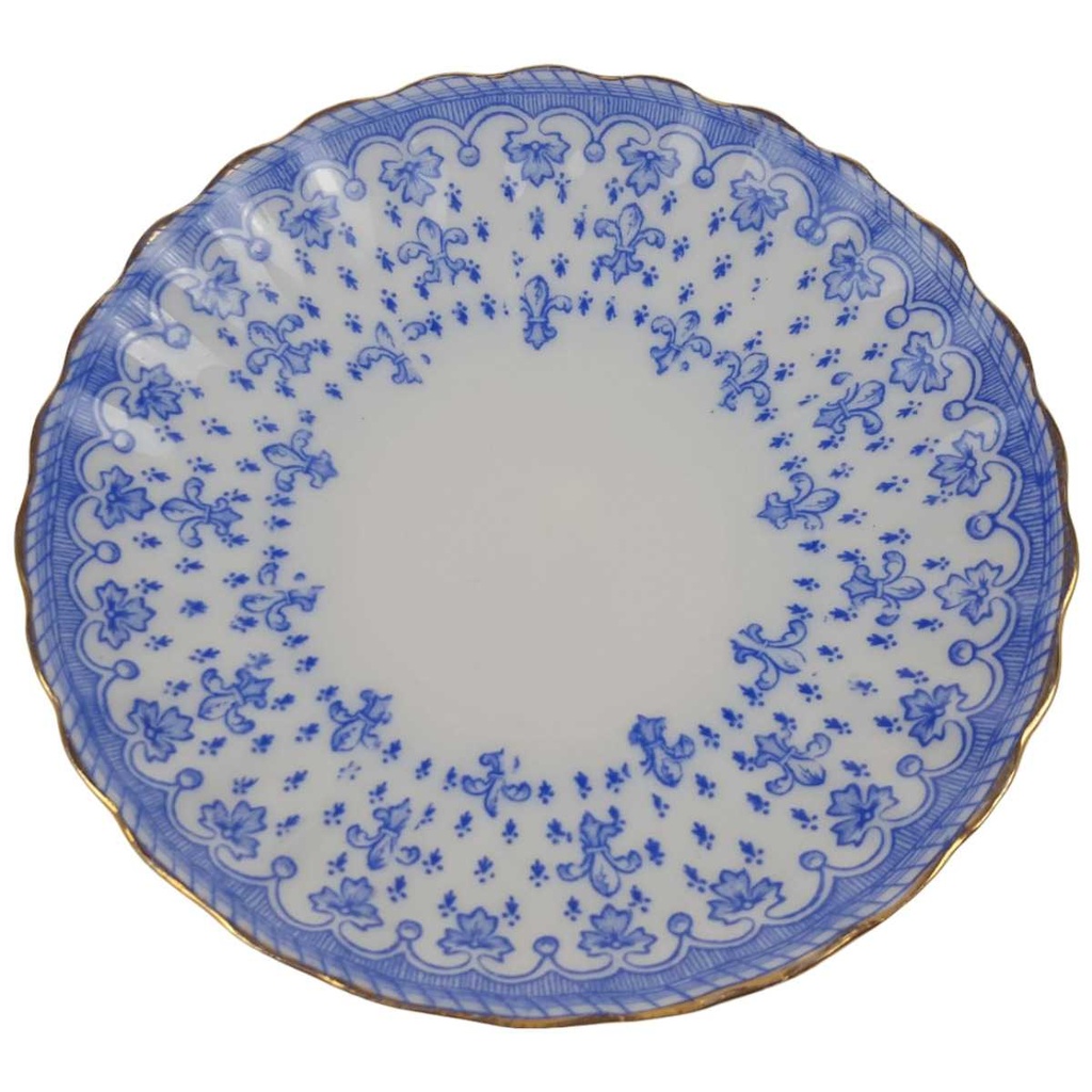 Untertasse Goldrand Stempeln sind unterschiedlich 13,8 cm Schaller Blaue Lilie Blumendekor Blumen gebraucht - gut