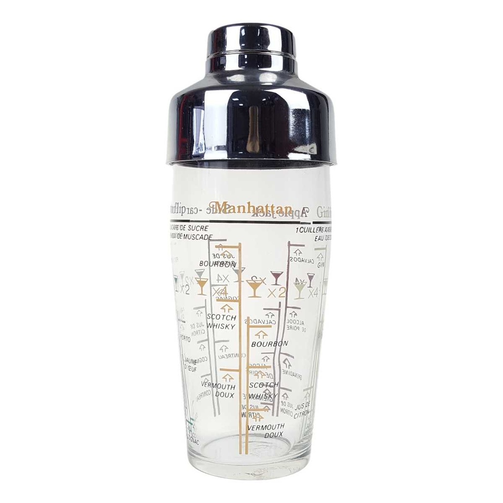 [458168937] Cocktail Shaker ARC France Glasflasche Kunststoffdeckel Rezepte