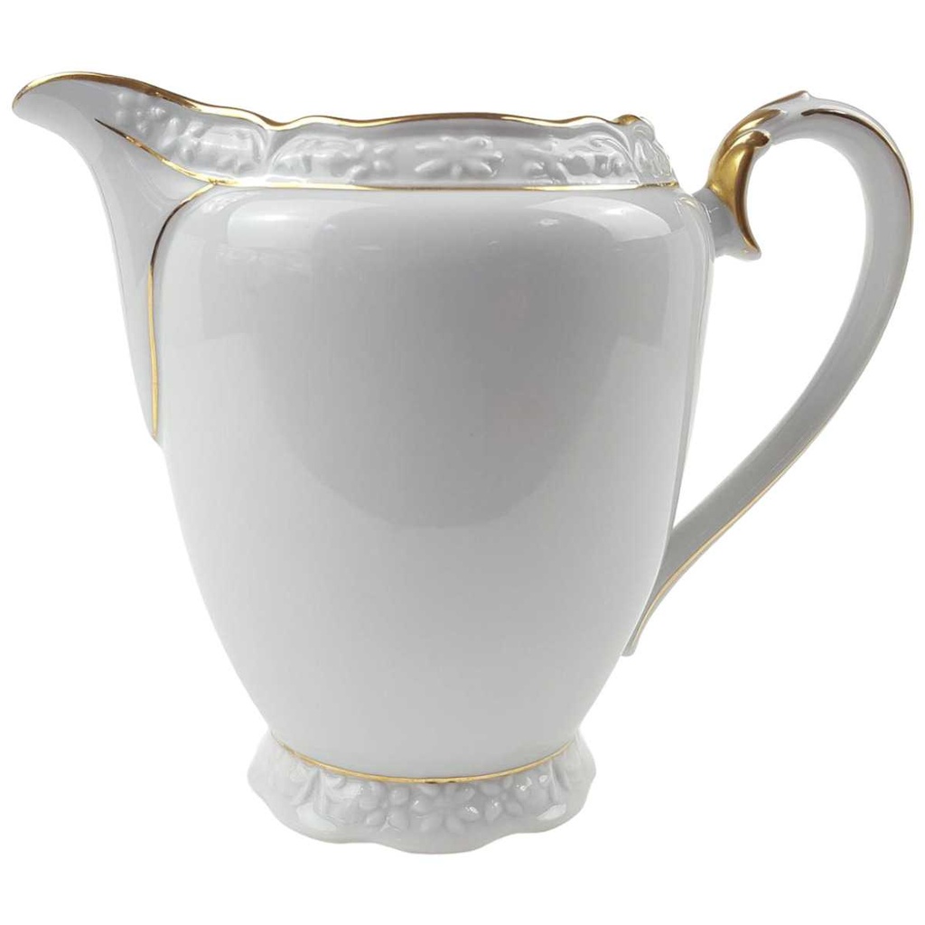 Milchkännchen groß 0,4 L Winterling Blumendekor Goldrand weiß