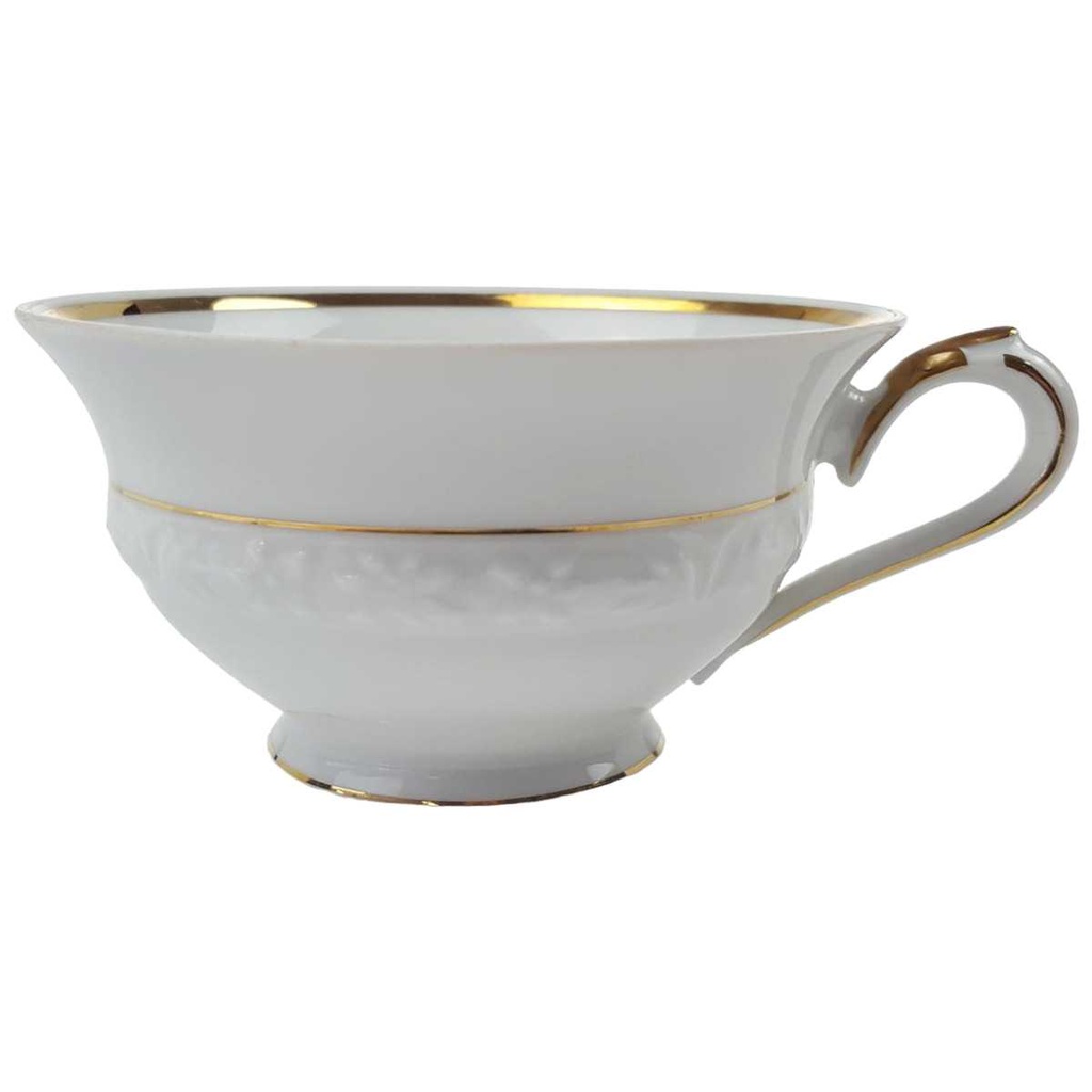 [458168998] Teetasse groß 0,2 L Winterling Blumendekor Goldrand weiß