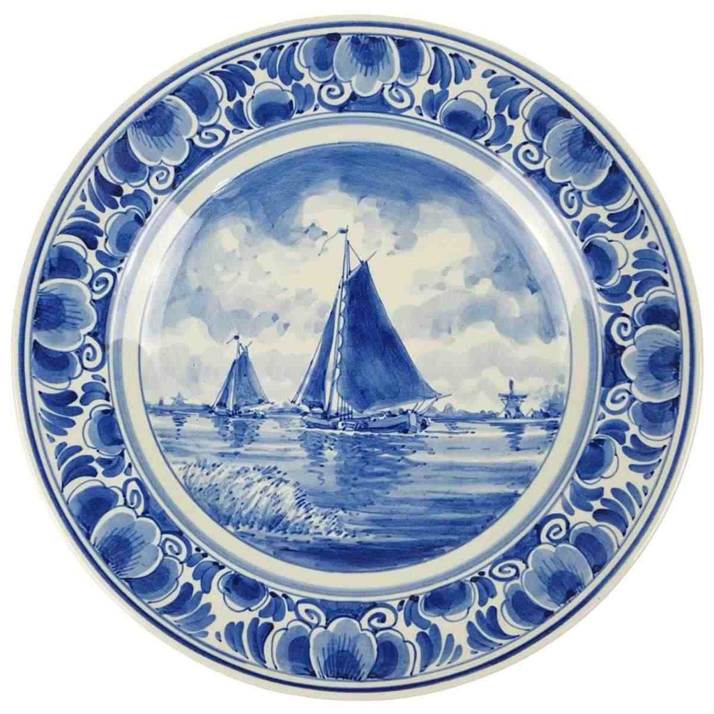 Wandteller 27 cm Delfts Blauw Segelschiffe gebraucht - gut
