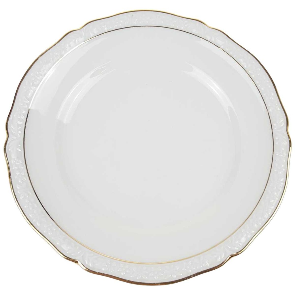 [458169006] Kuchenteller Schaller Blumendekor Goldrand weiß
