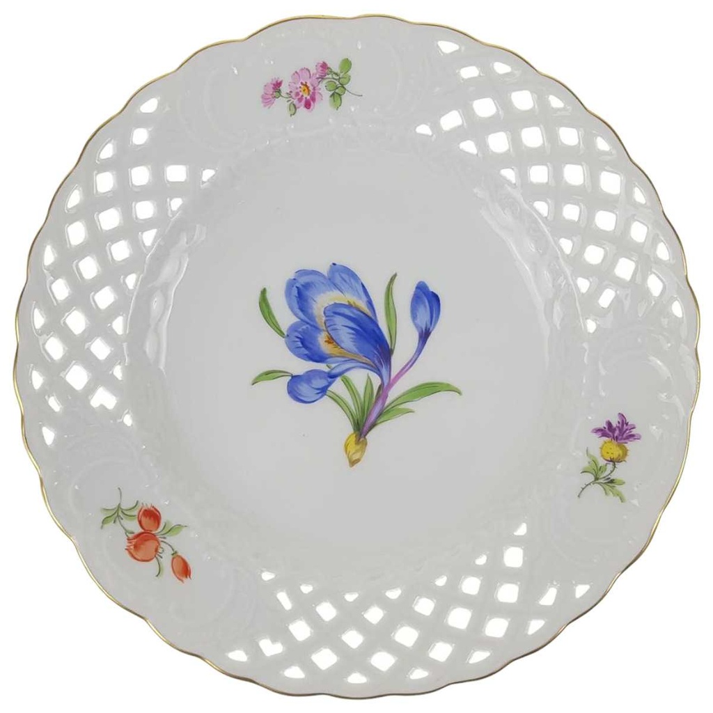 [458169013] Durchbruchteller Wandteller Durchbrucharbeit Meissen Blumen gebraucht - gut