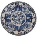 Untertasse ohne Stempel 13 cm Japan China Geisha Blau Weiß gebraucht - gut