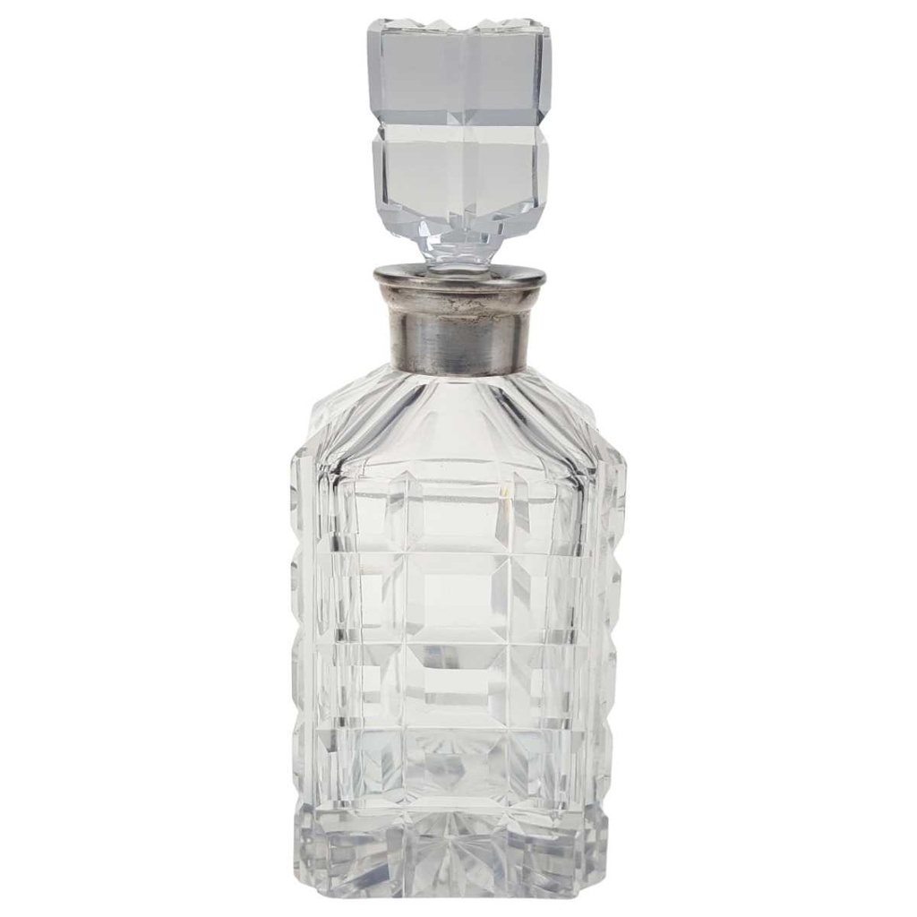 Karaffe mit Stöpsel eckig Glas Transparent Silbermontur