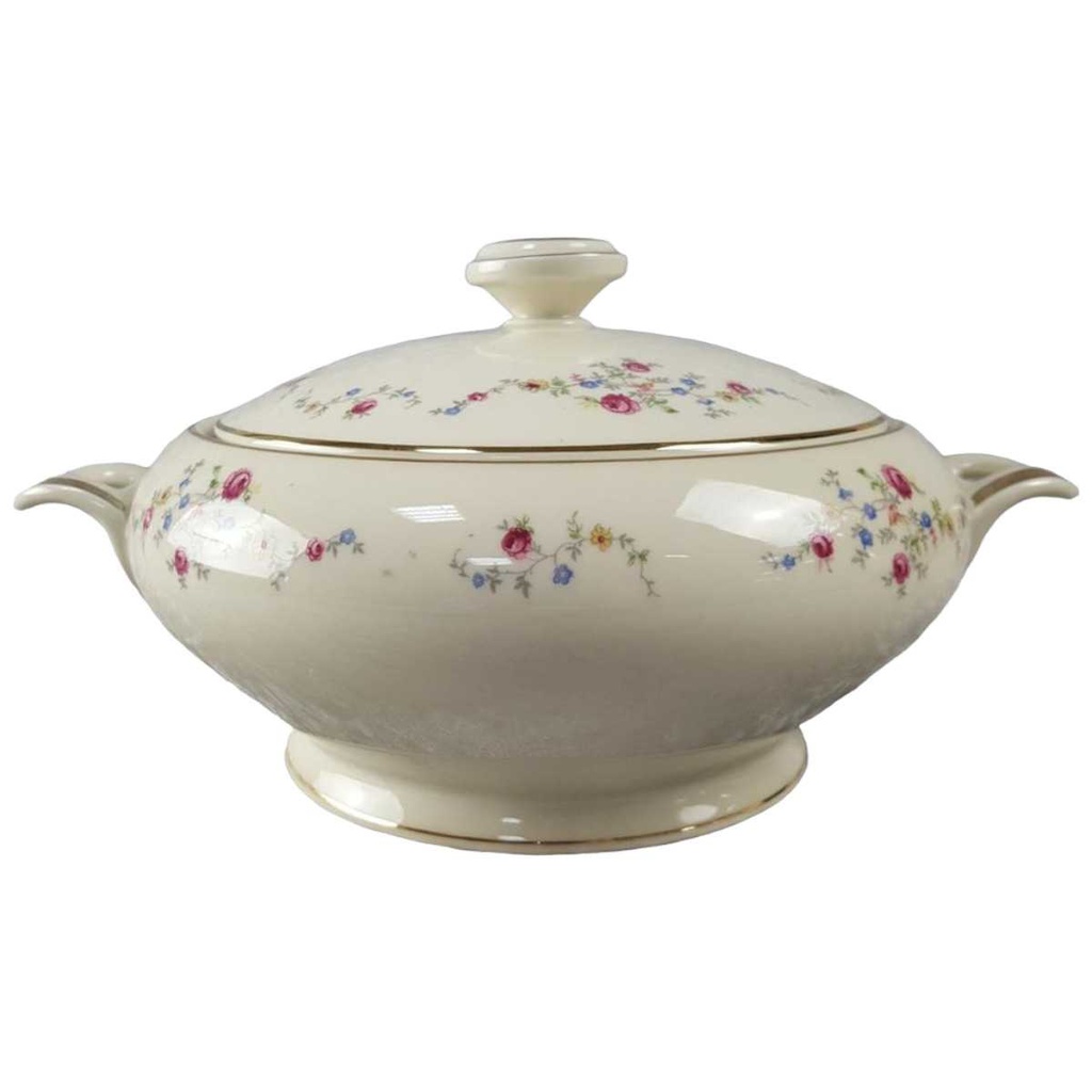 Schüssel Goldrand 1,7 L Edelstein Bavaria Blumendekor 15476 Blumen Elfenbein Beige gebraucht - gut