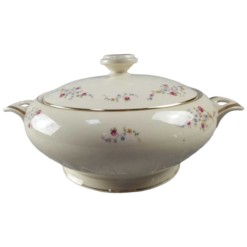 [45816910] Schüssel Goldrand 3,4 L Edelstein Bavaria Blumendekor 15476 Blumen Elfenbein Beige gebraucht - gut
