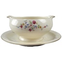 Sauciere mit Teller Goldrand 1tlg Edelstein Bavaria Blumendekor 15476 Blumen Elfenbein Beige gebraucht - defekt