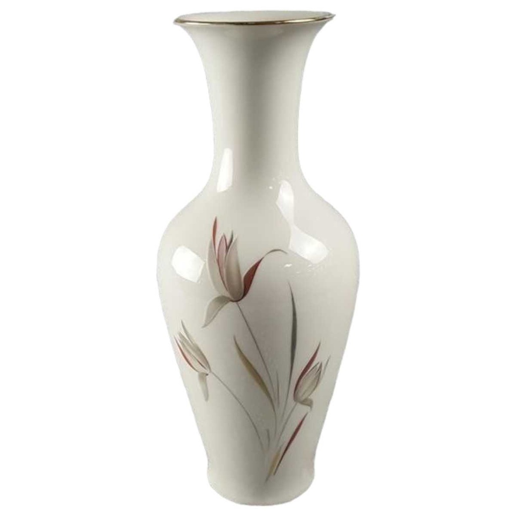 [45816913] Vase Blumenvase Goldrand 30 cm Eschenbach Blumen Elfenbein gebraucht - gut