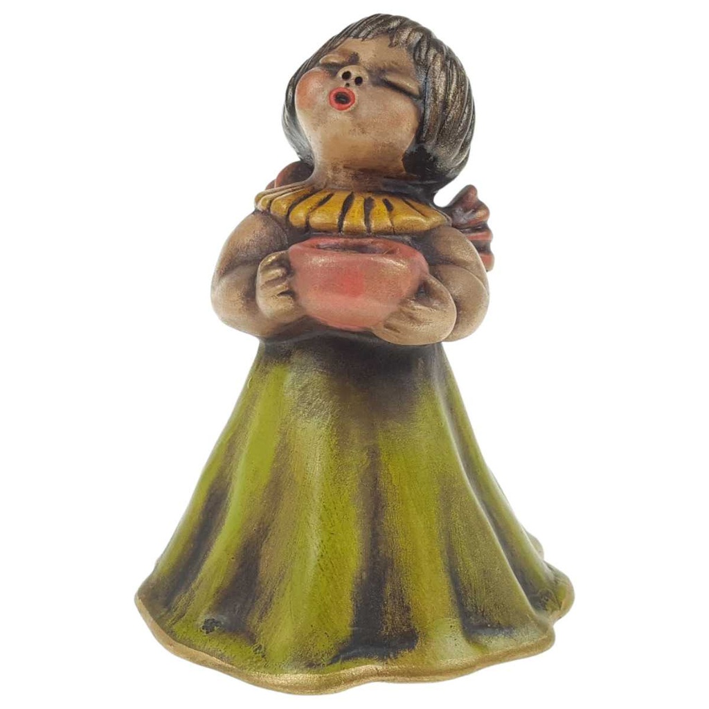 Figur Kerzenhalter Skuptur H 14,7 B 12 cm Thun Engel grün/rosa/gold Keramik gebraucht-gut