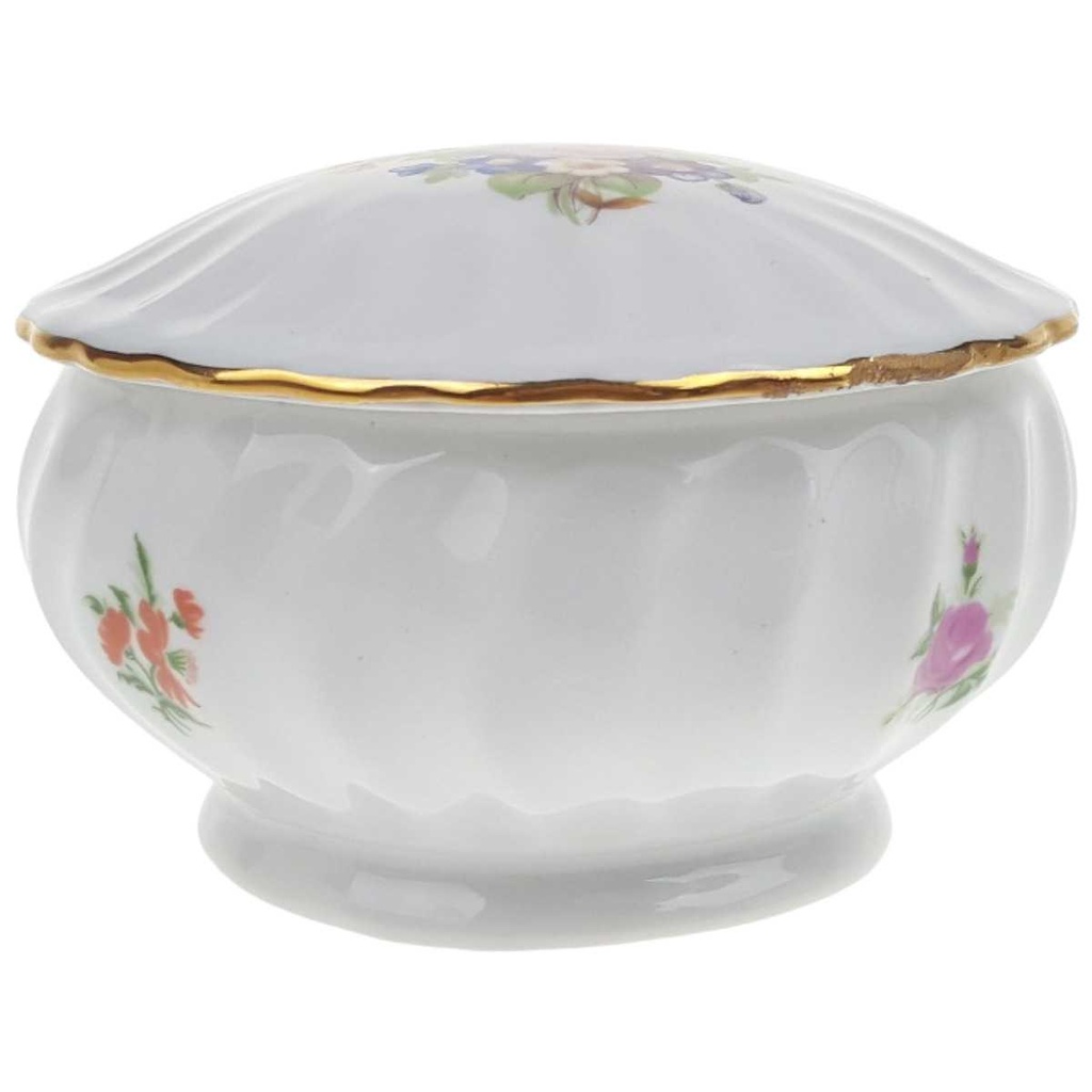 [458169167] Deckeldose Wagner & Apel Blumendekor Goldrand