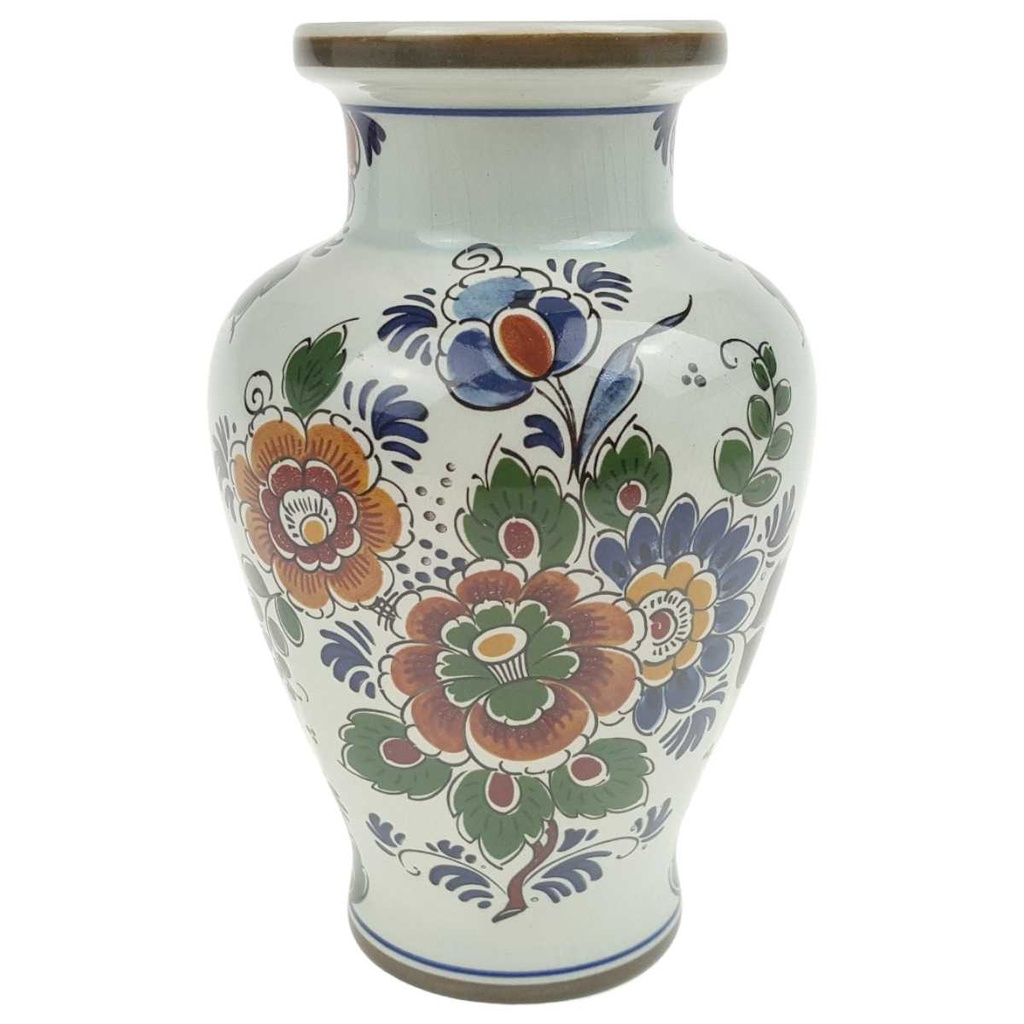 Vase Handwerk 16 cm Polychroom Blumendekor Bunt Blumen gebraucht - gut